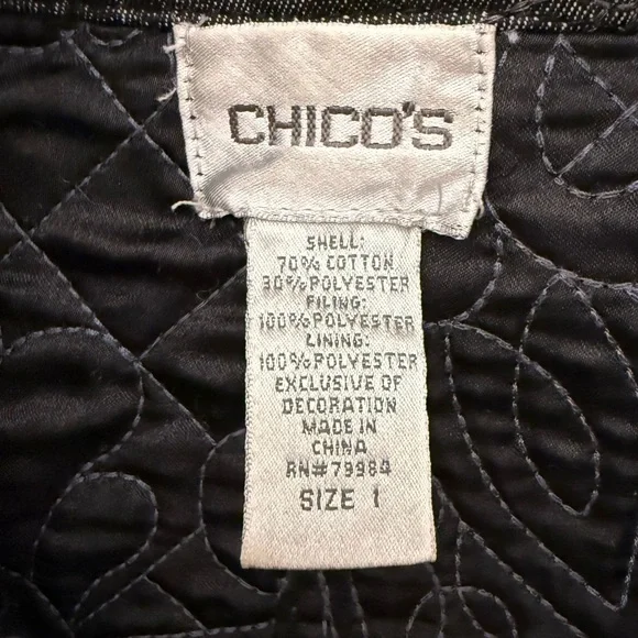 Chico’s Black Quilted Denim Jacket Size 1 (8 U.S.) - Picture 7 of 10